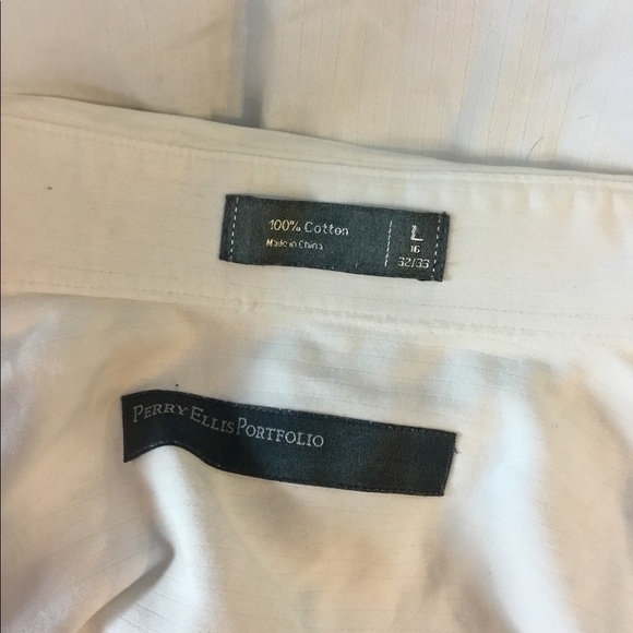 Perry Ellis Portfolio Large (16) 32/33 white button down long sleeve shi… - Picture 9 of 11